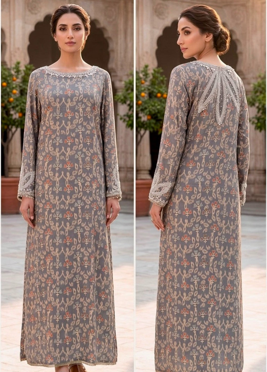 House of Nyyra Women RTW Embroidered Grip 1 Piece Suit Dusky Summer Collection