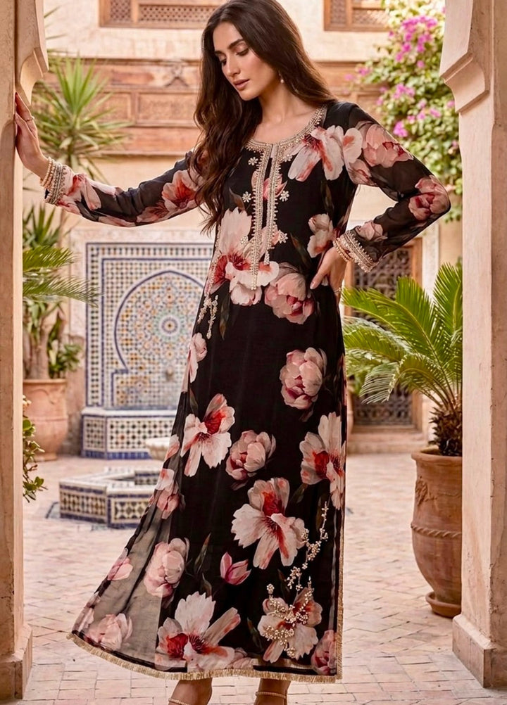 House of Nyyra Women RTW Hand work Grip 1 Piece Suit Velour Summer Collection