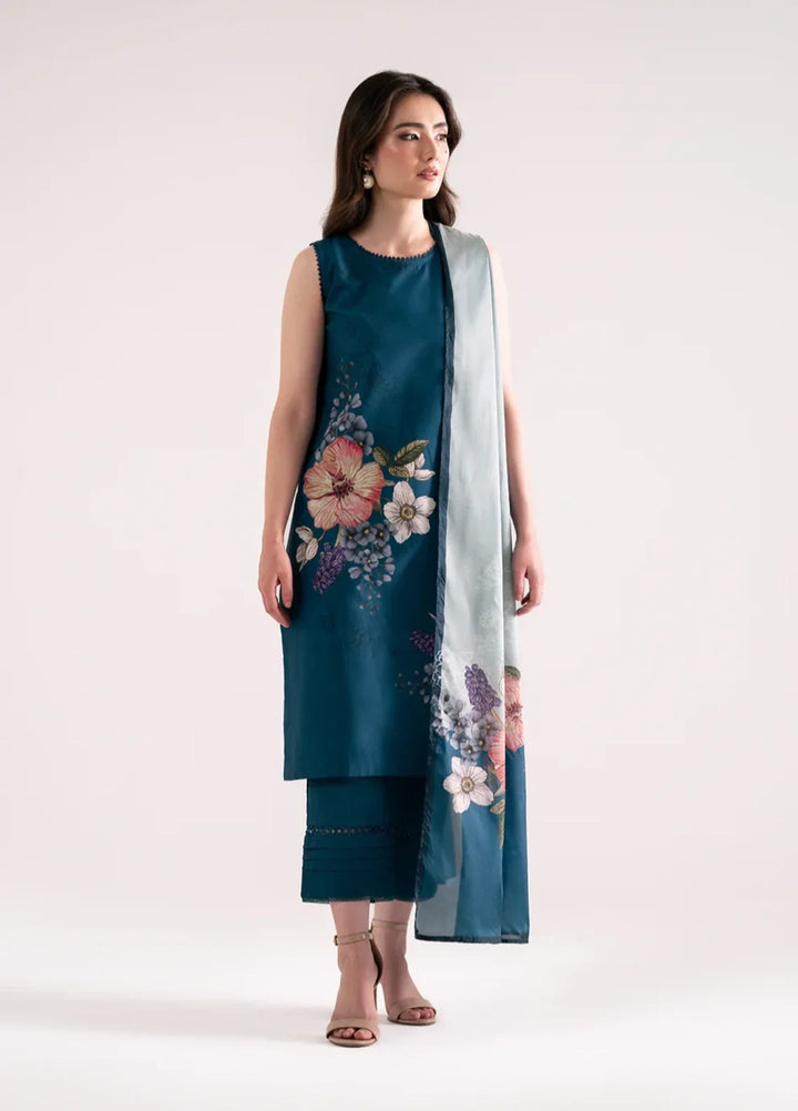 Whispers in the wind by Jahaan RTW Printed Lawn Silk 3 Piece Suit Azulita Sleeveless Casual Collection