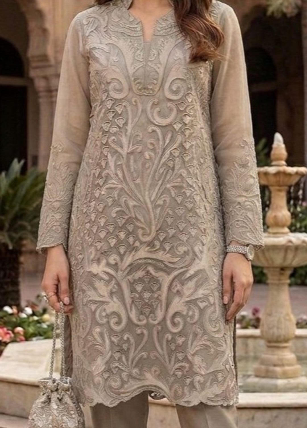 House of Nyyra Women RTW Embroidered Organza 2 Piece Suit Zoe Summer Collection