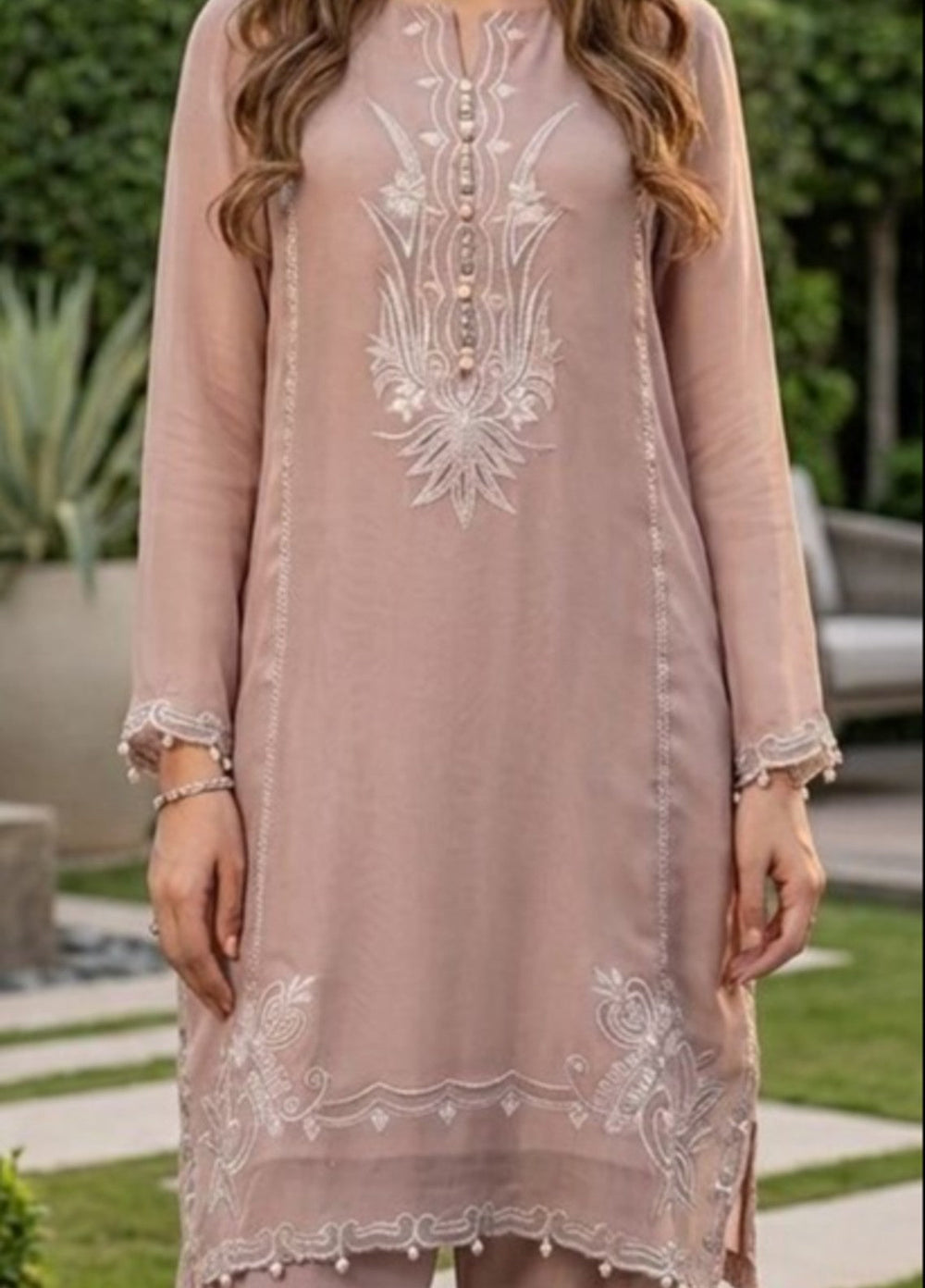 House of Nyyra Women RTW Embroidered Chiffon 2 Piece Suit Sable Summer Collection