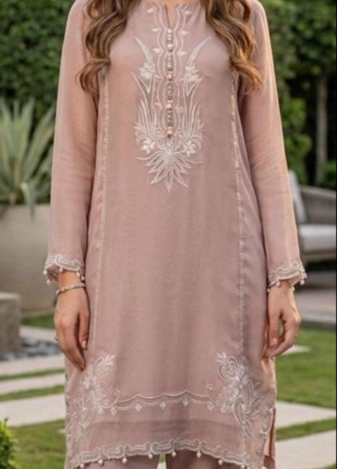 House of Nyyra Women RTW Embroidered Chiffon 2 Piece Suit Sable Summer Collection