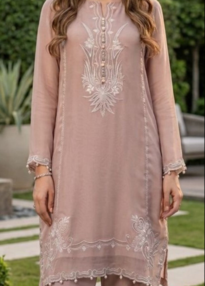 House of Nyyra Women RTW Embroidered Chiffon 2 Piece Suit Sable Summer Collection
