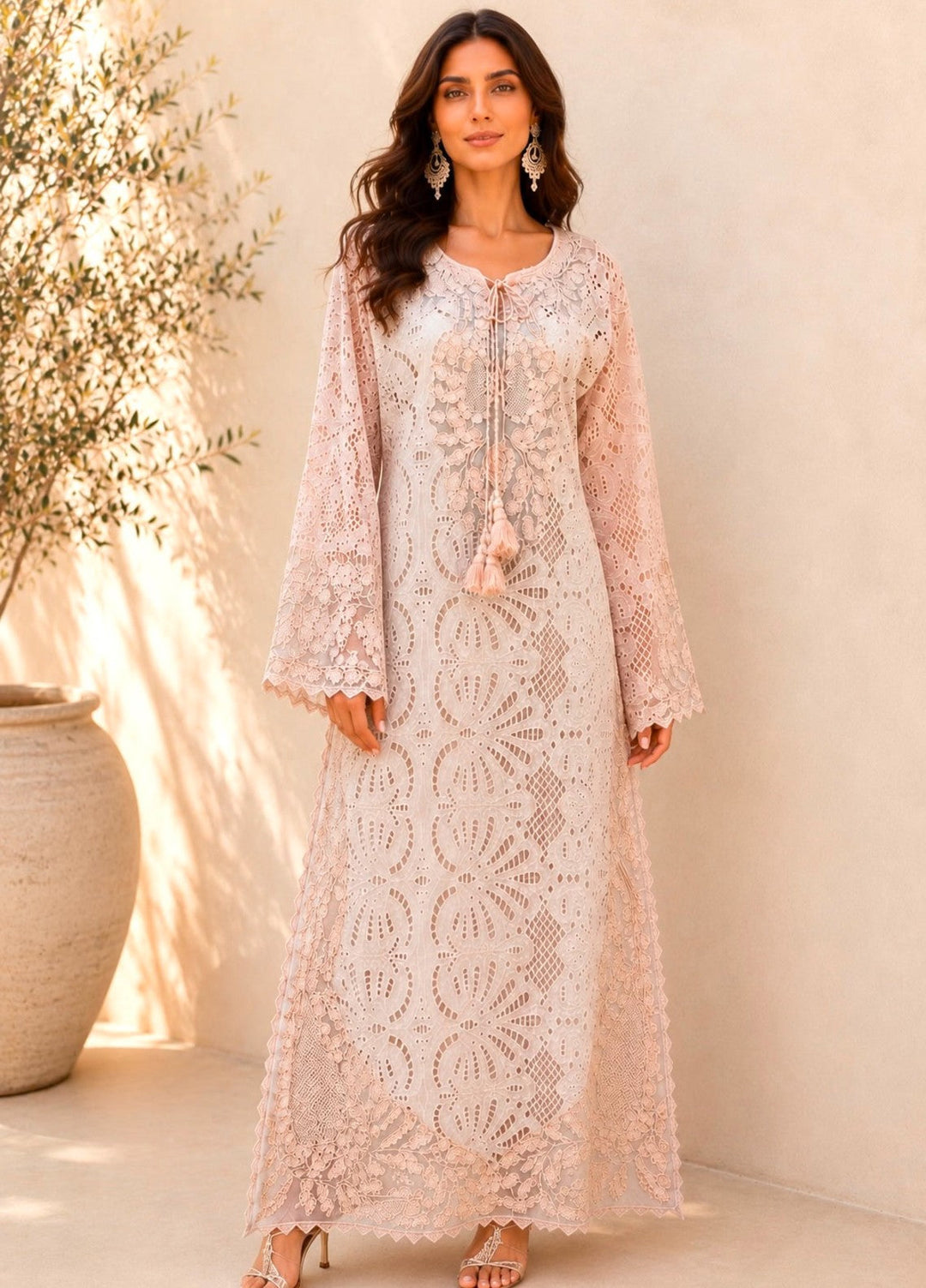 House of Nyyra Women RTW Embroidered Chikankari 1 Piece Suit Pink Mist Summer Collection