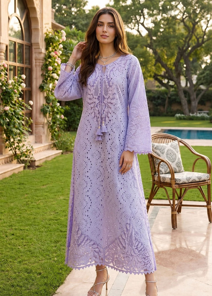 House of Nyyra Women RTW Embroidered Chikankari 1 Piece Suit Lilac Mist Summer Collection