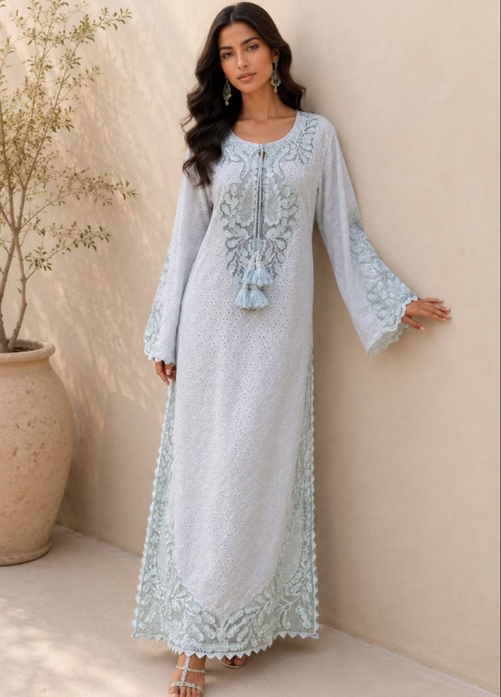 House of Nyyra Women RTW Embroidered Chikankari 1 Piece Suit Blue Mist Summer Collection