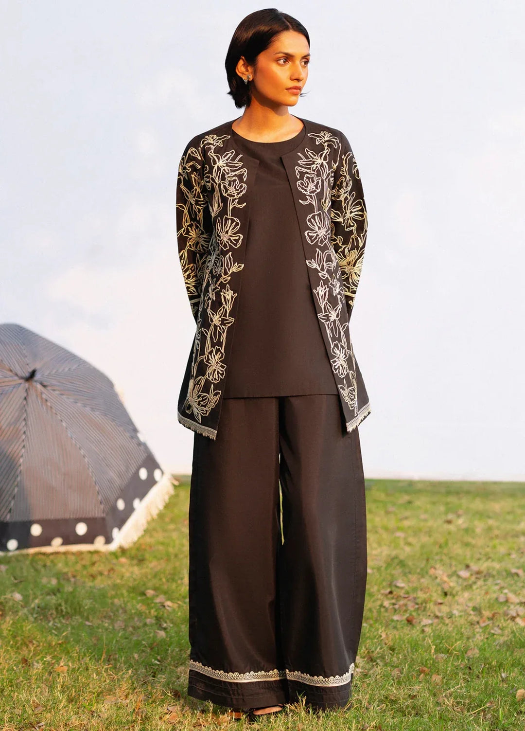 Urban Edge by jahaan RTW Embroidered Raw Silk 3 Piece Suit Phantom Casual Collection