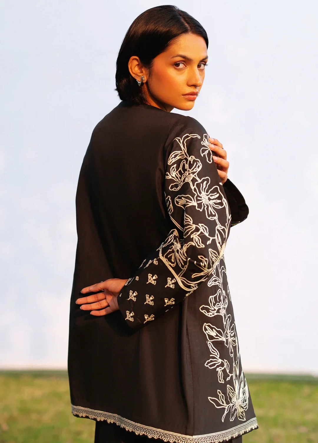 Urban Edge by jahaan RTW Embroidered Raw Silk 3 Piece Suit Phantom Casual Collection