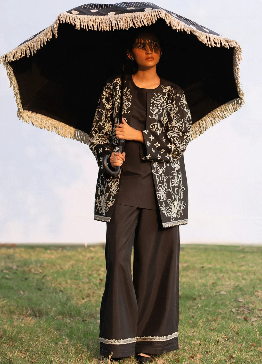 Urban Edge by jahaan RTW Embroidered Raw Silk 3 Piece Suit Phantom Casual Collection
