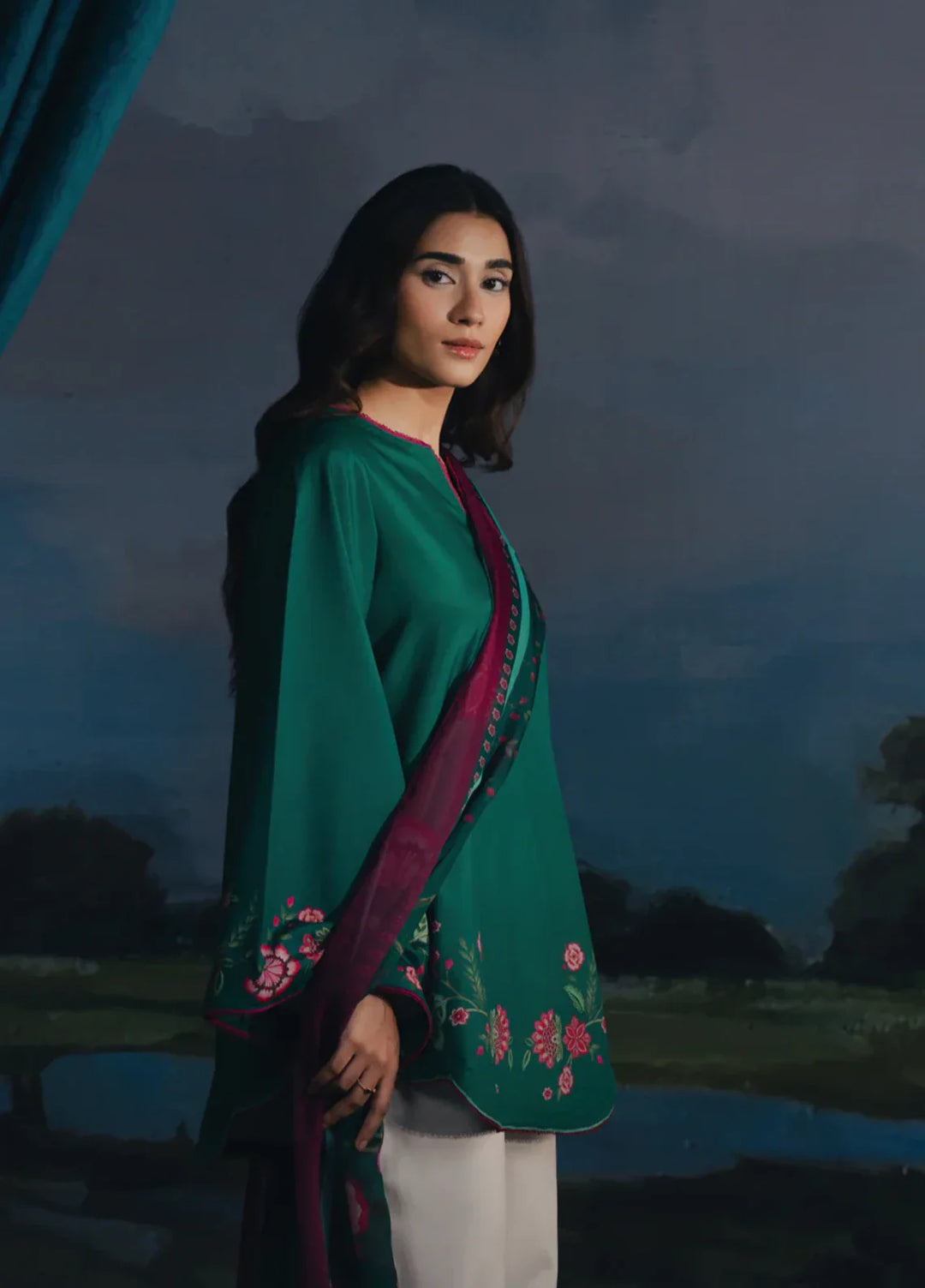 Hidden Garden by Jahaan RTW Printed Crepe 3 Piece Suit Ivy Casual Collection