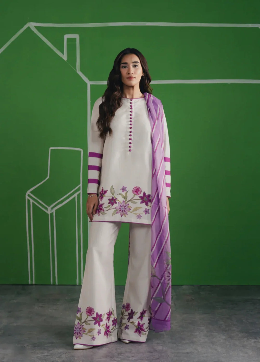 Hidden Garden by Jahaan RTW Printed Crepe 3 Piece Suit Lilly Casual Collection