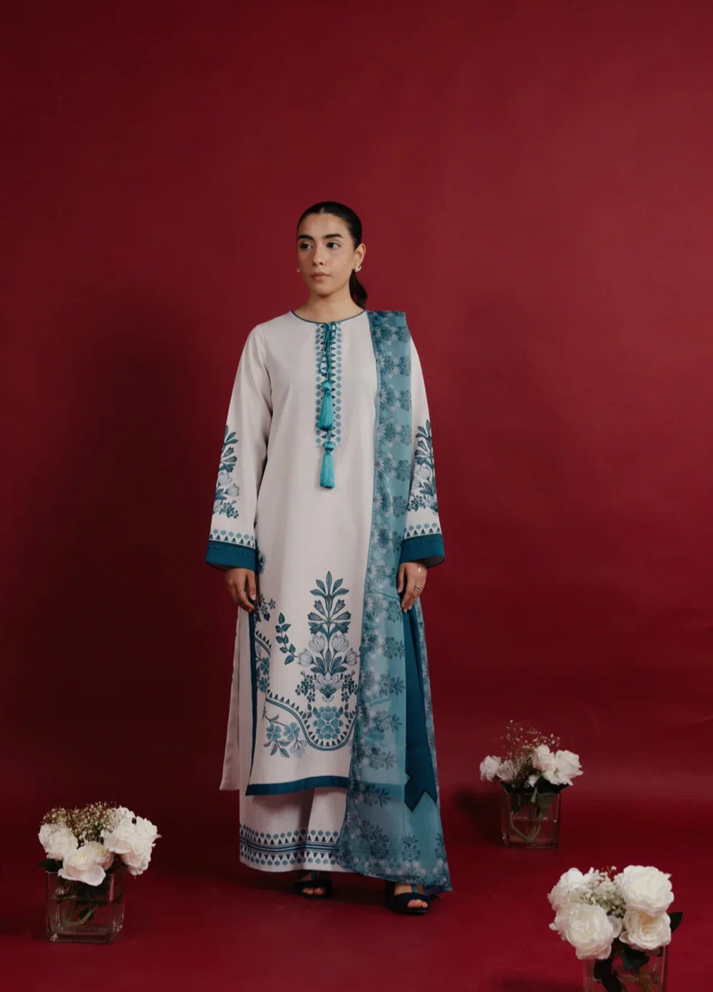 Hidden Garden by Jahaan RTW Printed Crepe 3 Piece Suit Sapphire Casual Collection