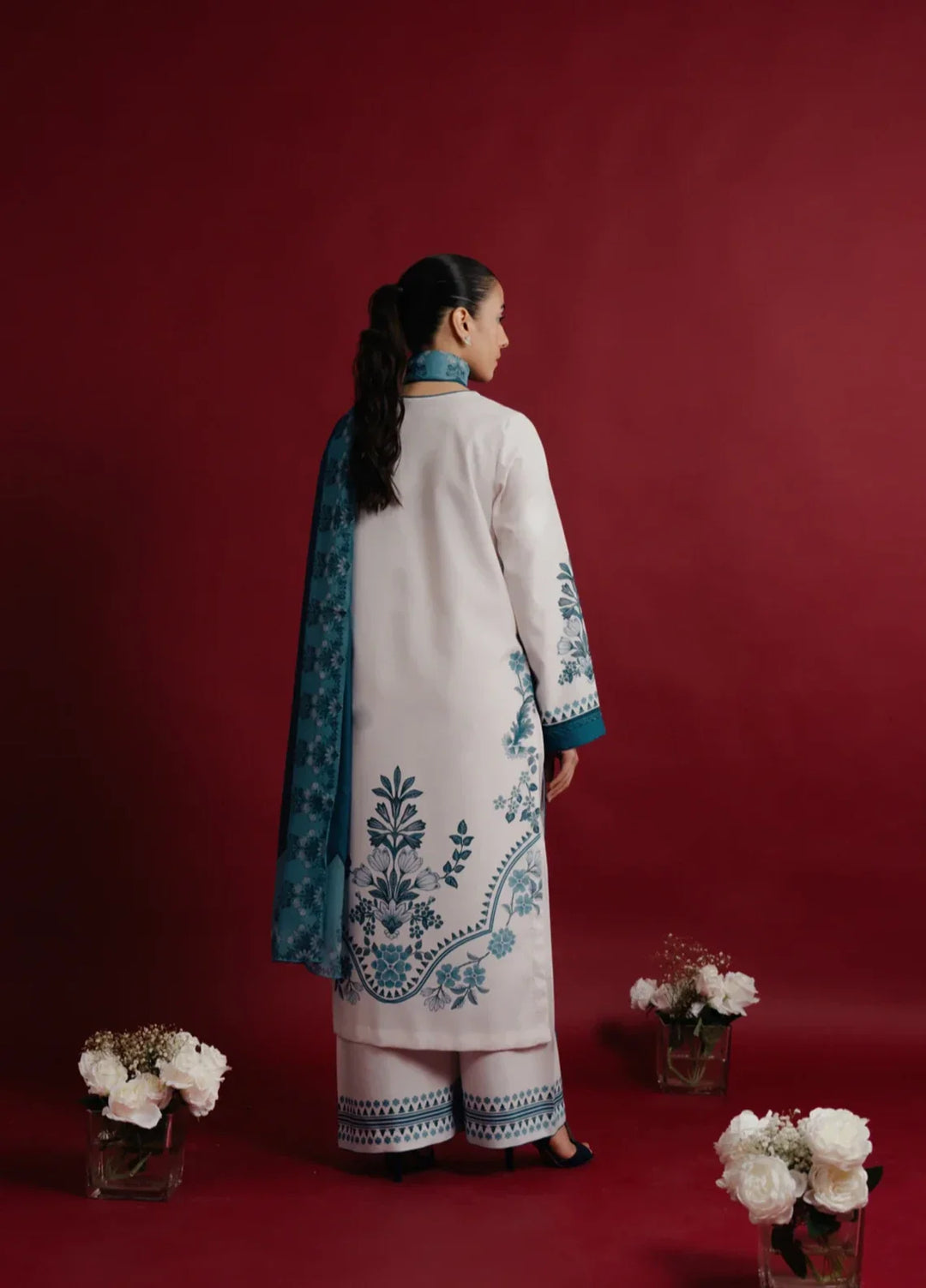 Hidden Garden by Jahaan RTW Printed Crepe 3 Piece Suit Sapphire Casual Collection