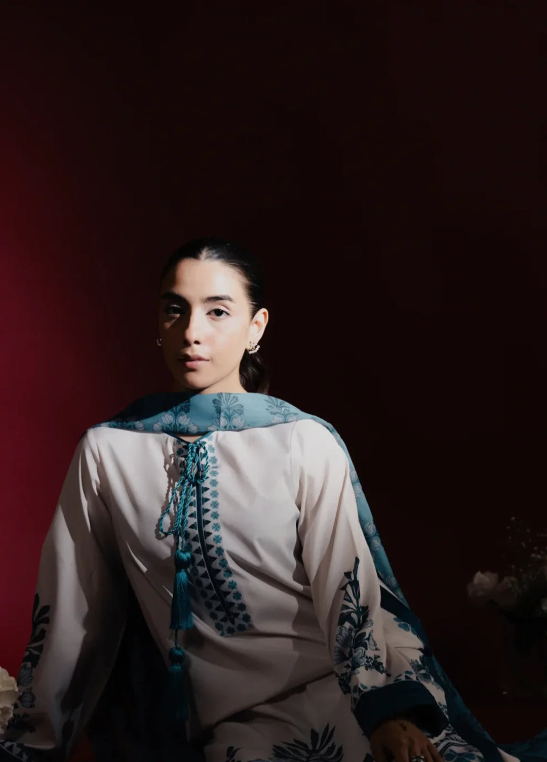 Hidden Garden by Jahaan RTW Printed Crepe 3 Piece Suit Sapphire Casual Collection
