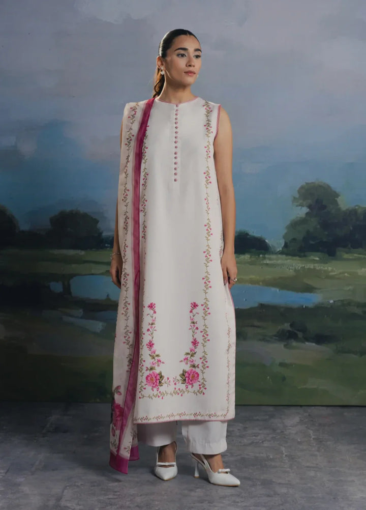 Hidden Garden by Jahaan RTW Printed Crepe 3 Piece Suit Cloud Casual Collection