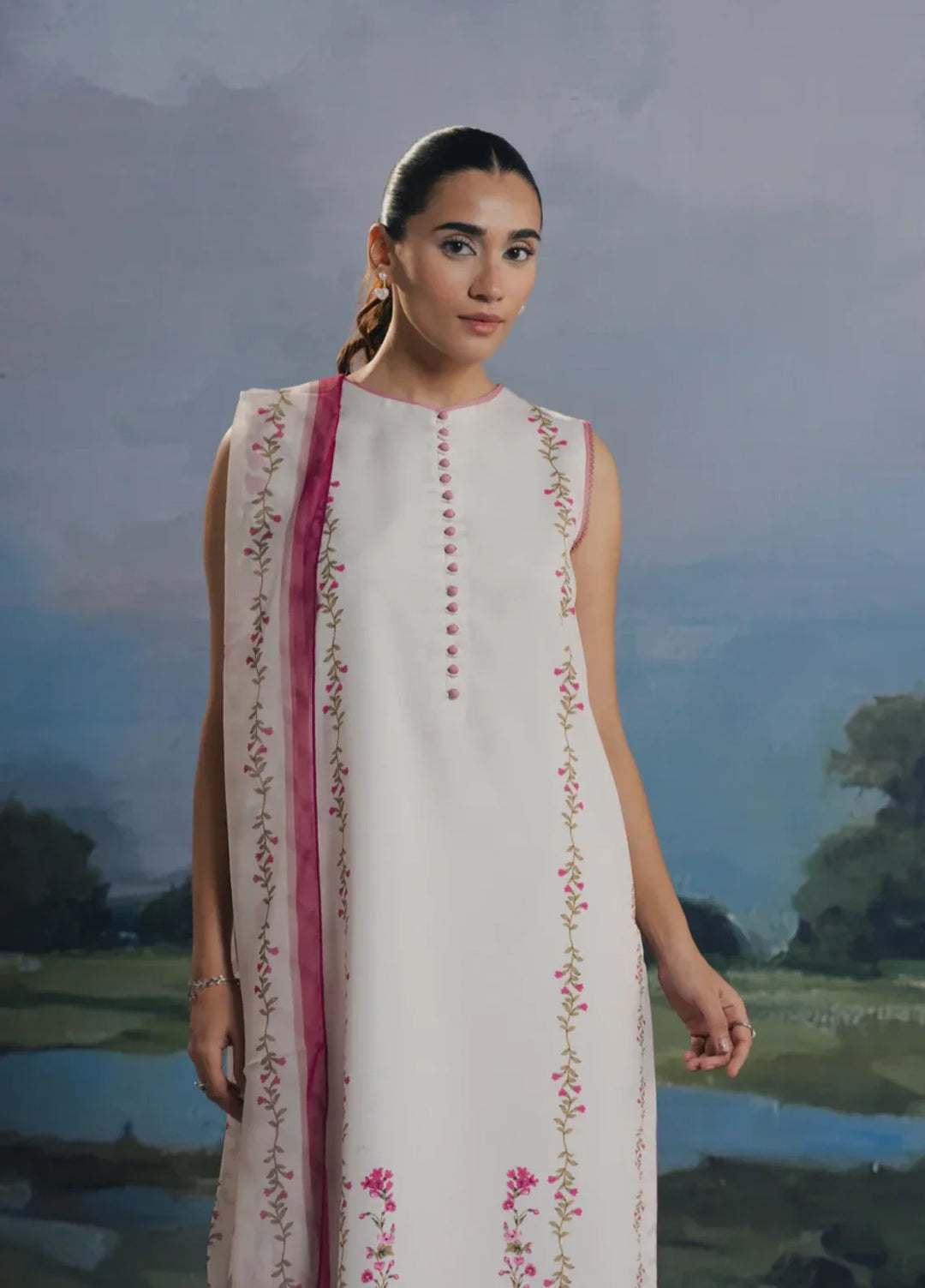 Hidden Garden by Jahaan RTW Printed Crepe 3 Piece Suit Cloud Casual Collection