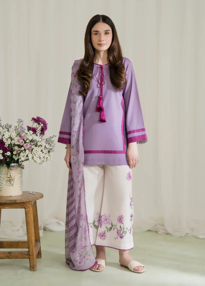 Blossom Hour by Jahaan RTW Printed Crepe 3 Piece Suit Lilas Casual Collection