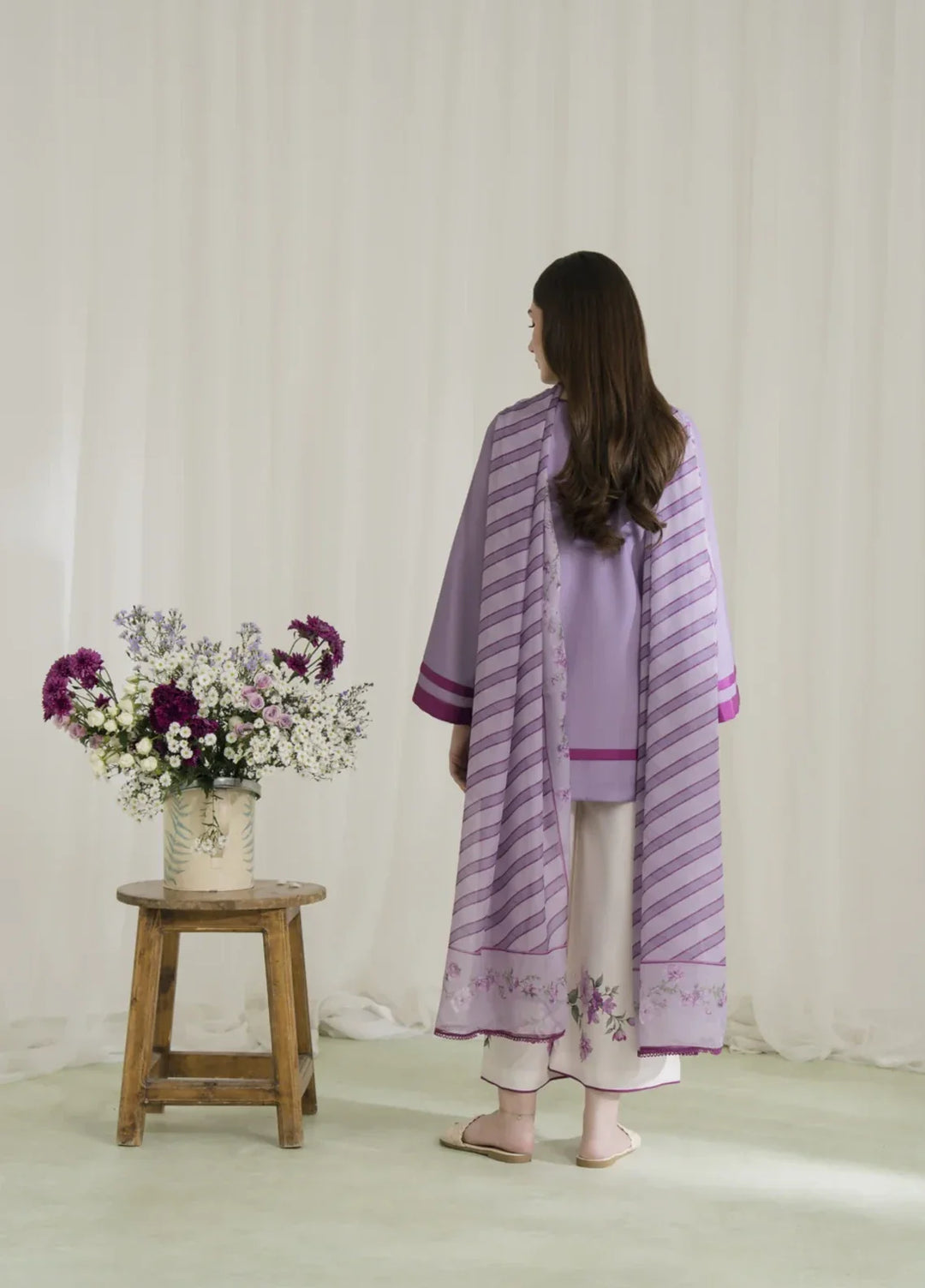 Blossom Hour by Jahaan RTW Printed Crepe 3 Piece Suit Lilas Casual Collection
