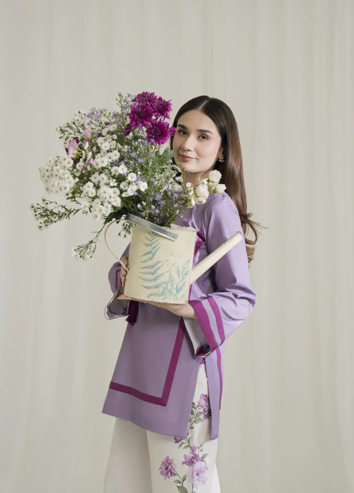 Blossom Hour by Jahaan RTW Printed Crepe 3 Piece Suit Lilas Casual Collection