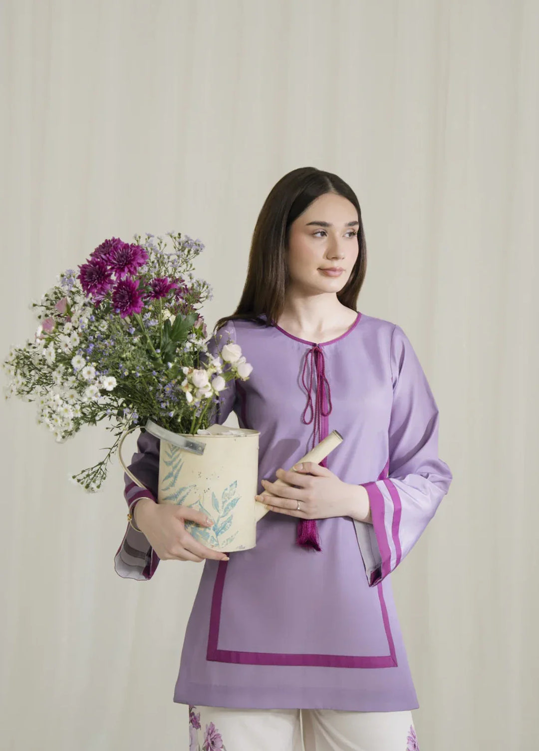 Blossom Hour by Jahaan RTW Printed Crepe 3 Piece Suit Lilas Casual Collection
