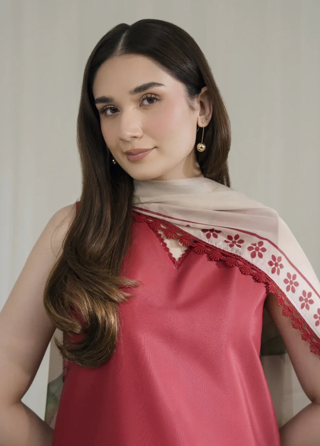 Blossom Hour by Jahaan RTW Printed Crepe 3 Piece Suit Crimson Casual Collection