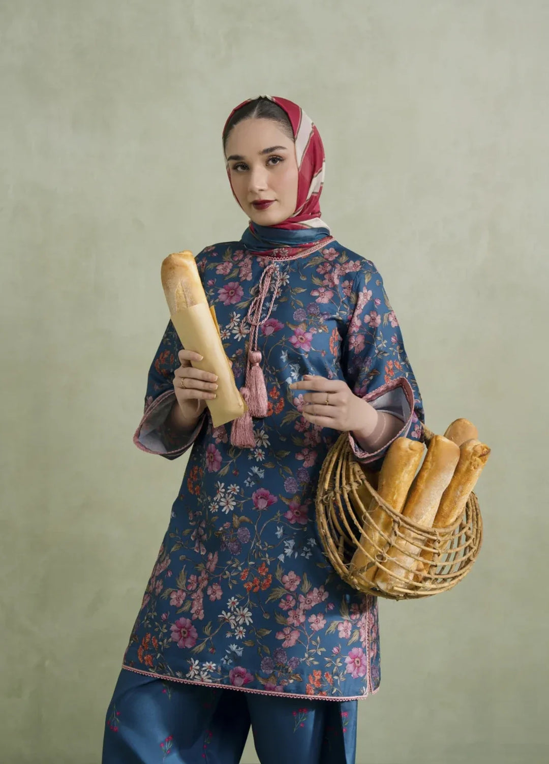 Blossom Hour by Jahaan RTW Printed Crepe 3 Piece Suit Celeste Casual Collection