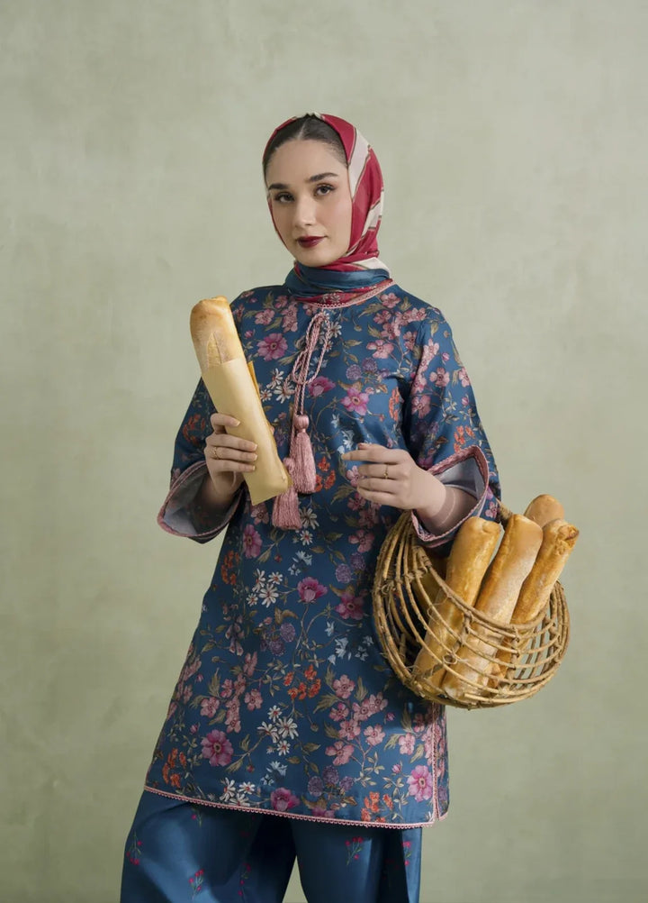 Blossom Hour by Jahaan RTW Printed Crepe 3 Piece Suit Celeste Casual Collection