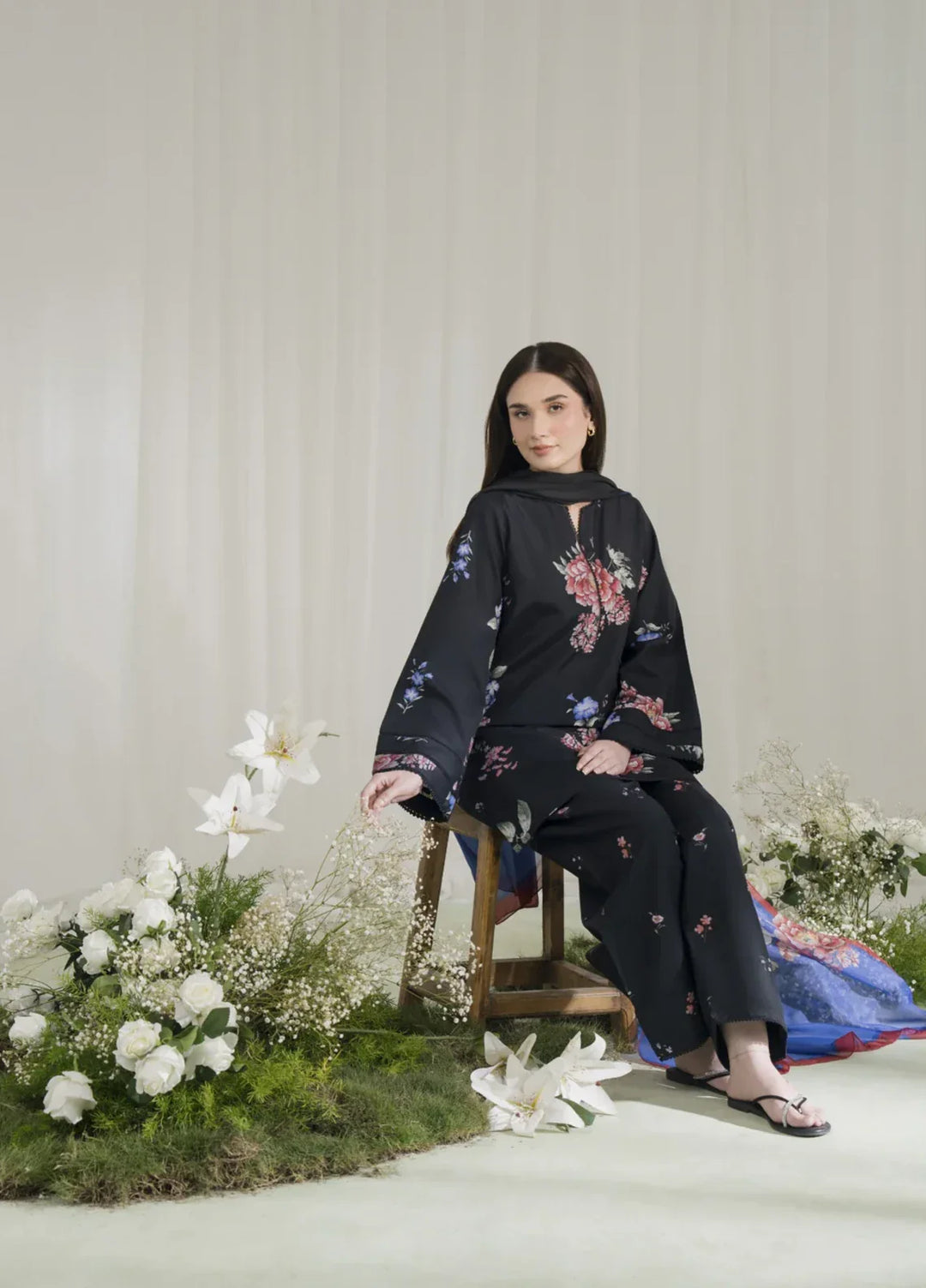 Blossom Hour by Jahaan RTW Printed Crepe 3 Piece Suit Noctis Casual Collection