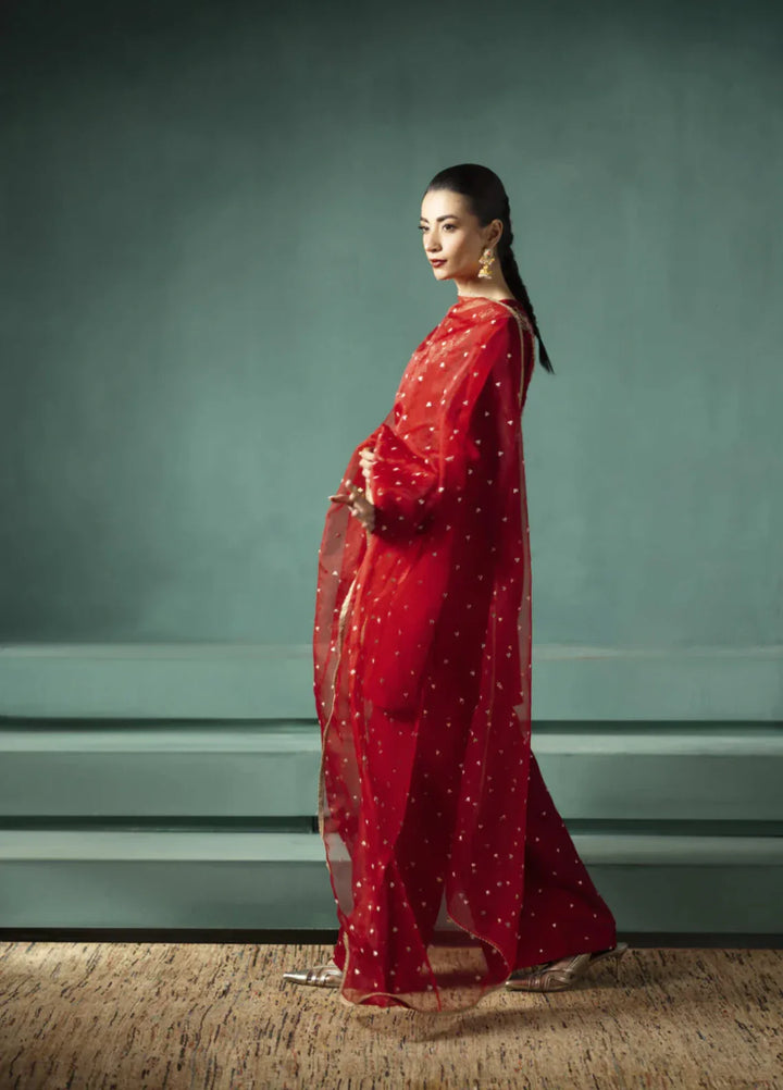 Koel by Jahaan RTW Embroidered Raw Silk 3 Piece Suit Vino Festive Collection