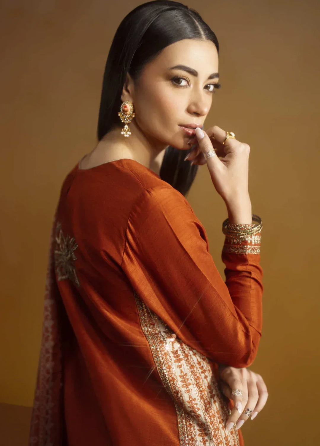 Koel by Jahaan RTW Embroidered Raw Silk 3 Piece Suit Citrine Festive Collection