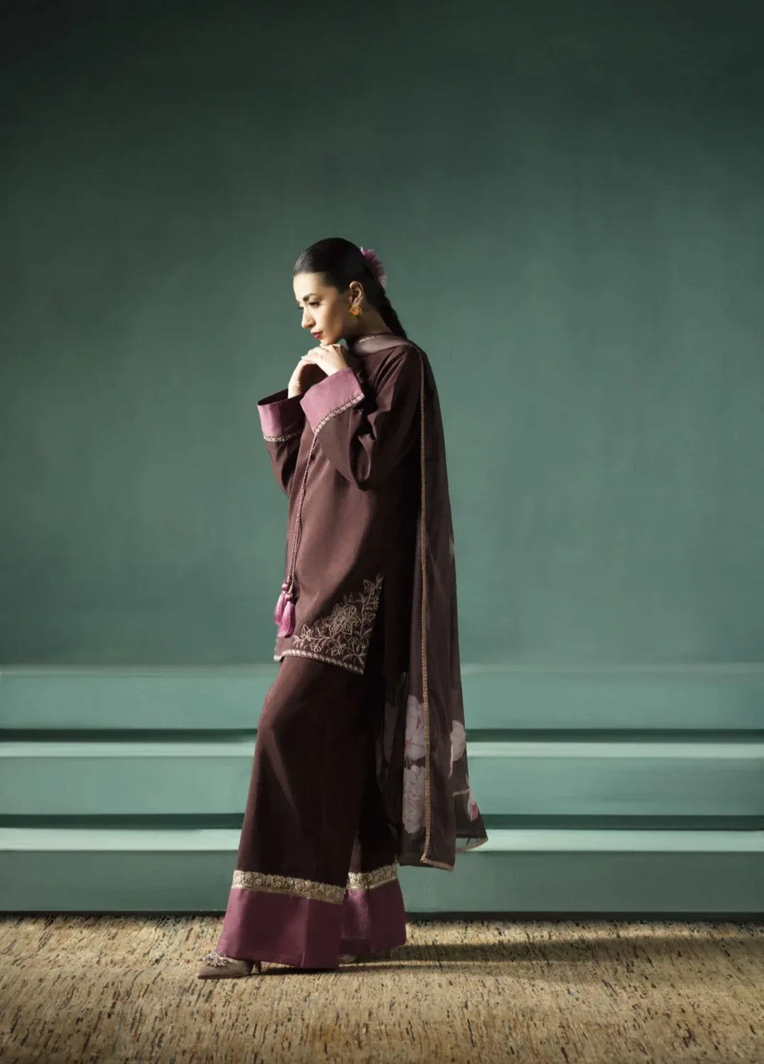 Koel by Jahaan RTW Embroidered Raw Silk 3 Piece Suit Petal Festive Collection