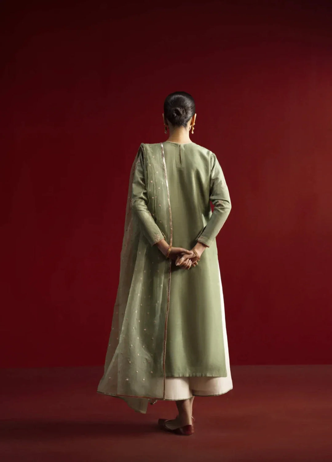 Koel by Jahaan RTW Embroidered Raw Silk 3 Piece Suit Aloe Festive Collection