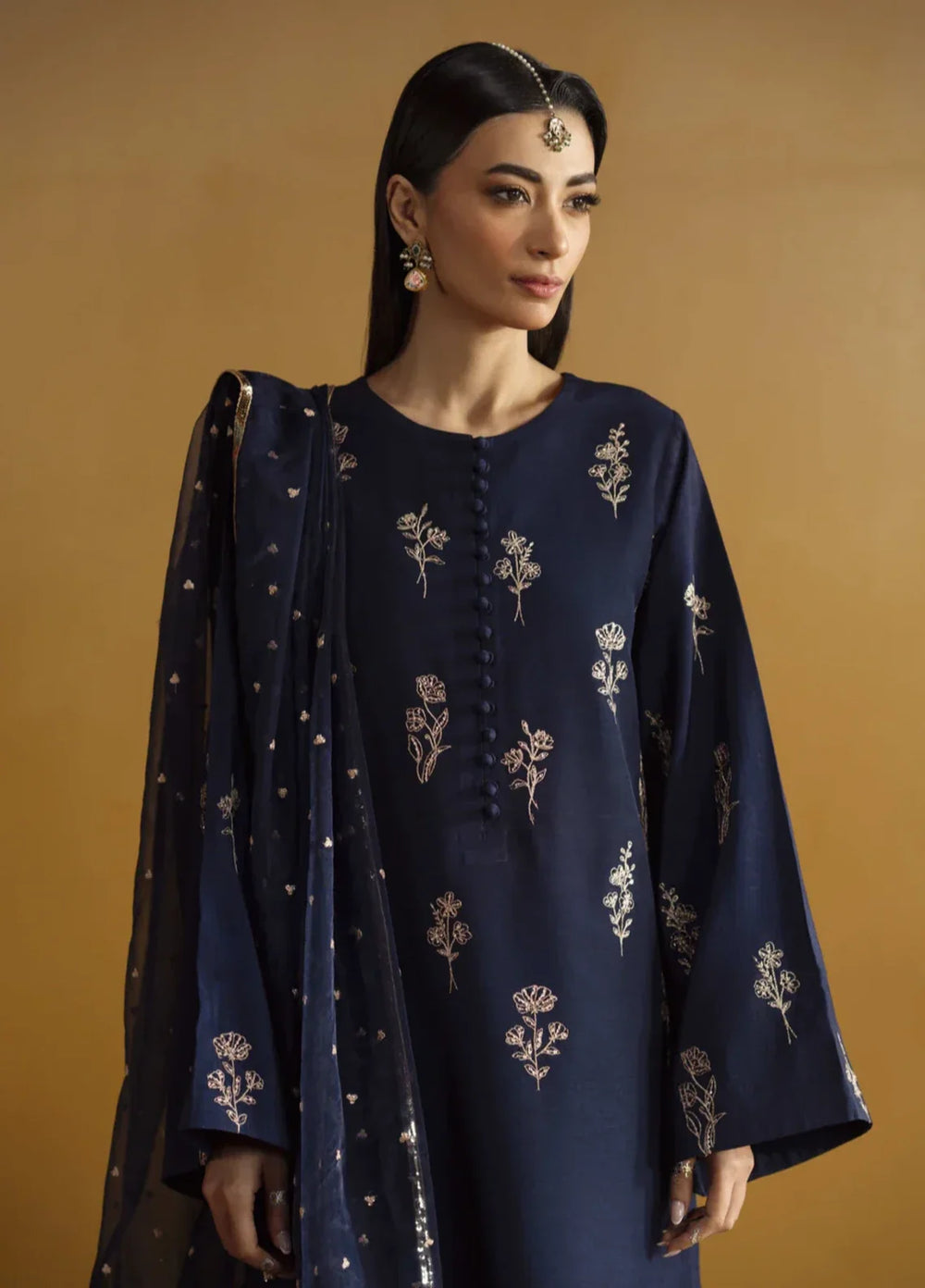 Koel by Jahaan RTW Embroidered Raw Silk 3 Piece Suit Azure Festive Collection
