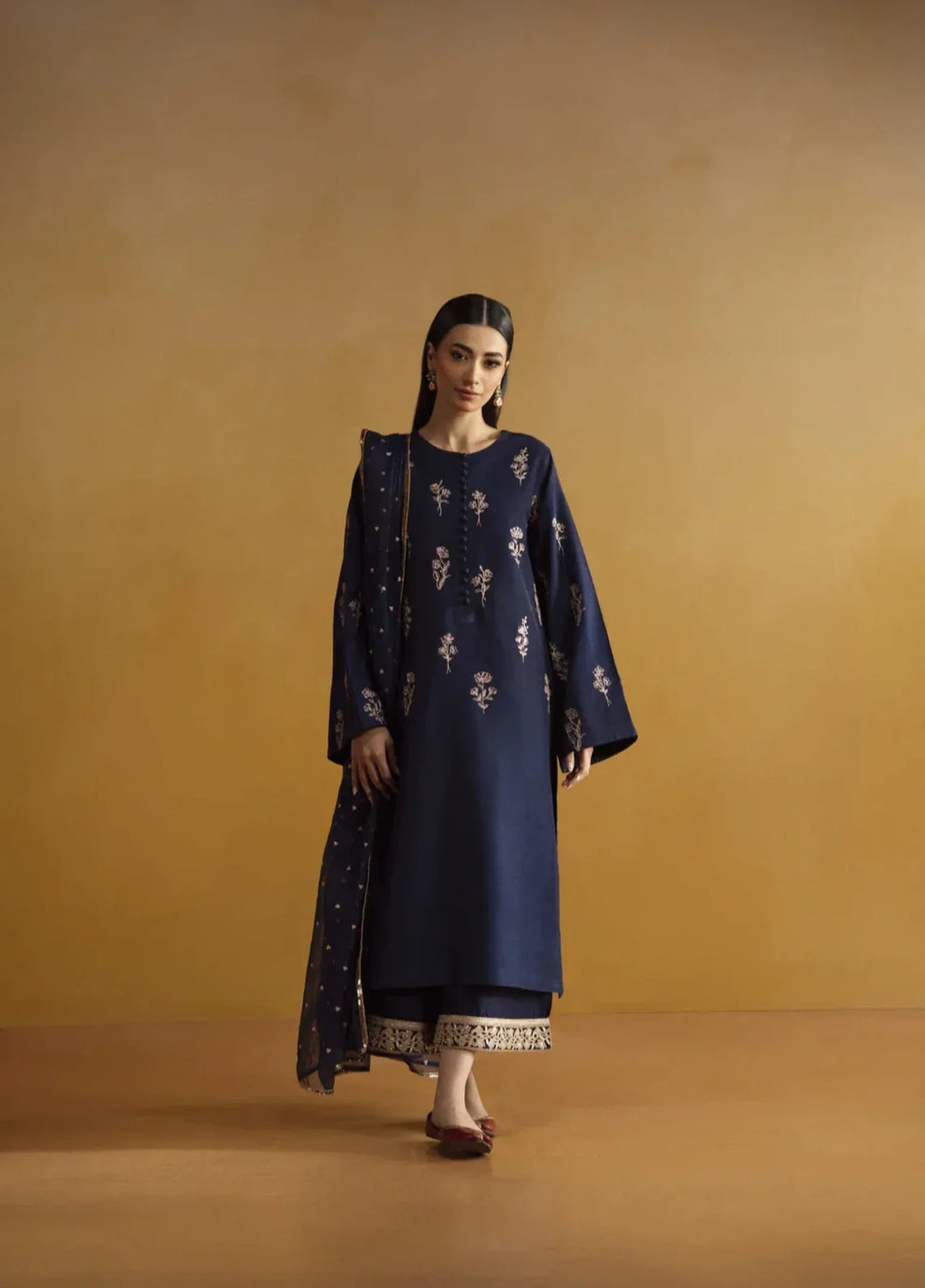 Koel by Jahaan RTW Embroidered Raw Silk 3 Piece Suit Azure Festive Collection