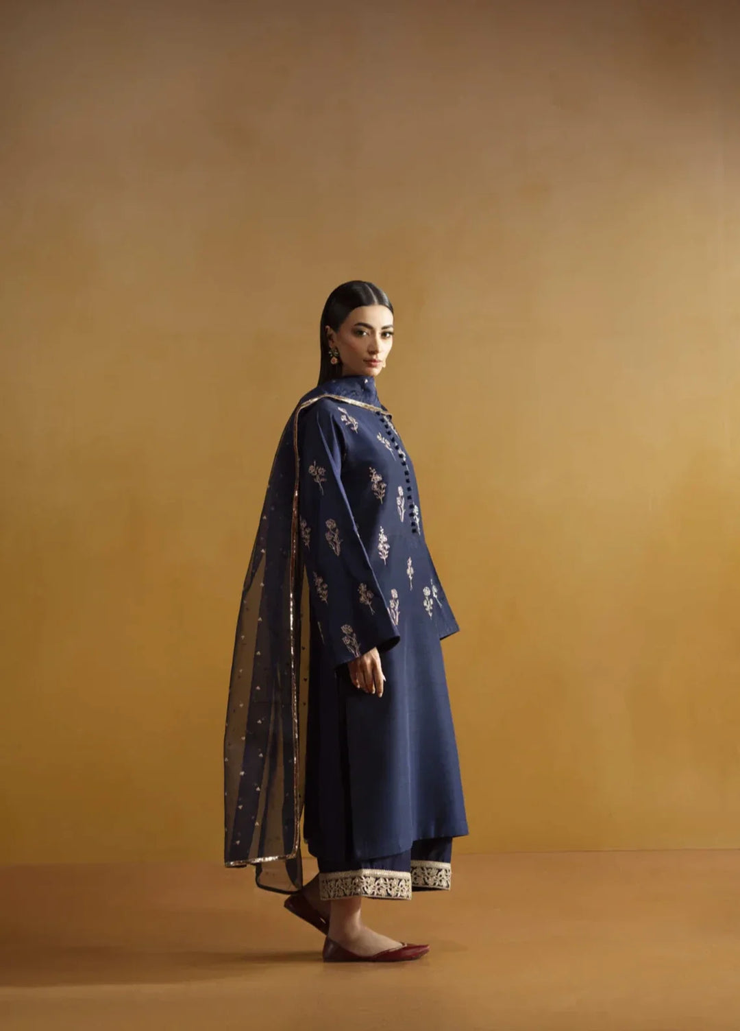 Koel by Jahaan RTW Embroidered Raw Silk 3 Piece Suit Azure Festive Collection
