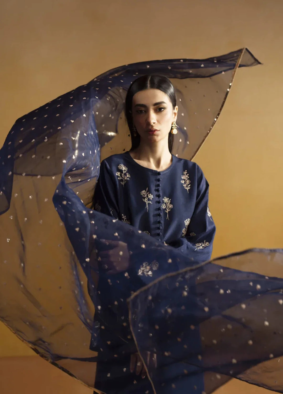 Koel by Jahaan RTW Embroidered Raw Silk 3 Piece Suit Azure Festive Collection