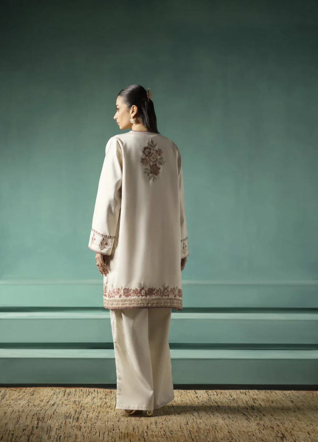 Koel by Jahaan RTW Embroidered Raw Silk 3 Piece Suit Haze Festive Collection