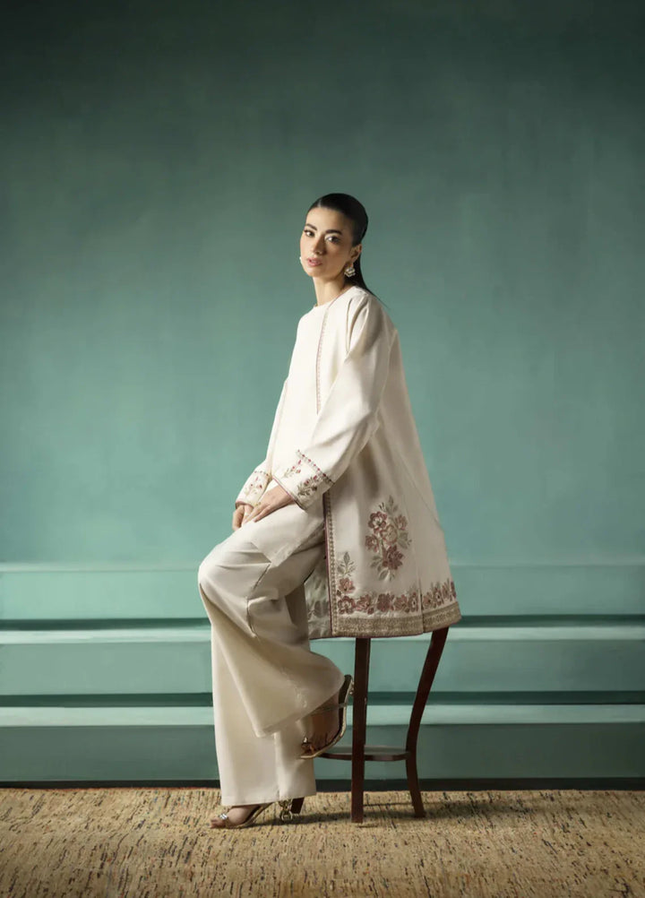 Koel by Jahaan RTW Embroidered Raw Silk 3 Piece Suit Haze Festive Collection