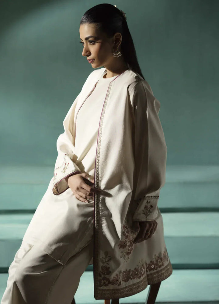 Koel by Jahaan RTW Embroidered Raw Silk 3 Piece Suit Haze Festive Collection