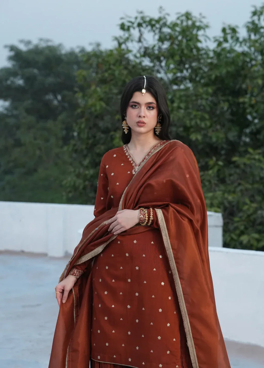 Koel by Jahaan RTW Embroidered Raw Silk 3 Piece Suit Sunehri Festive Collection