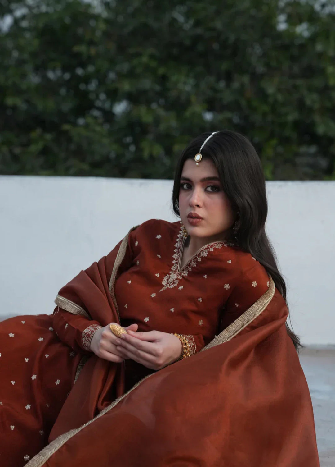 Koel by Jahaan RTW Embroidered Raw Silk 3 Piece Suit Sunehri Festive Collection