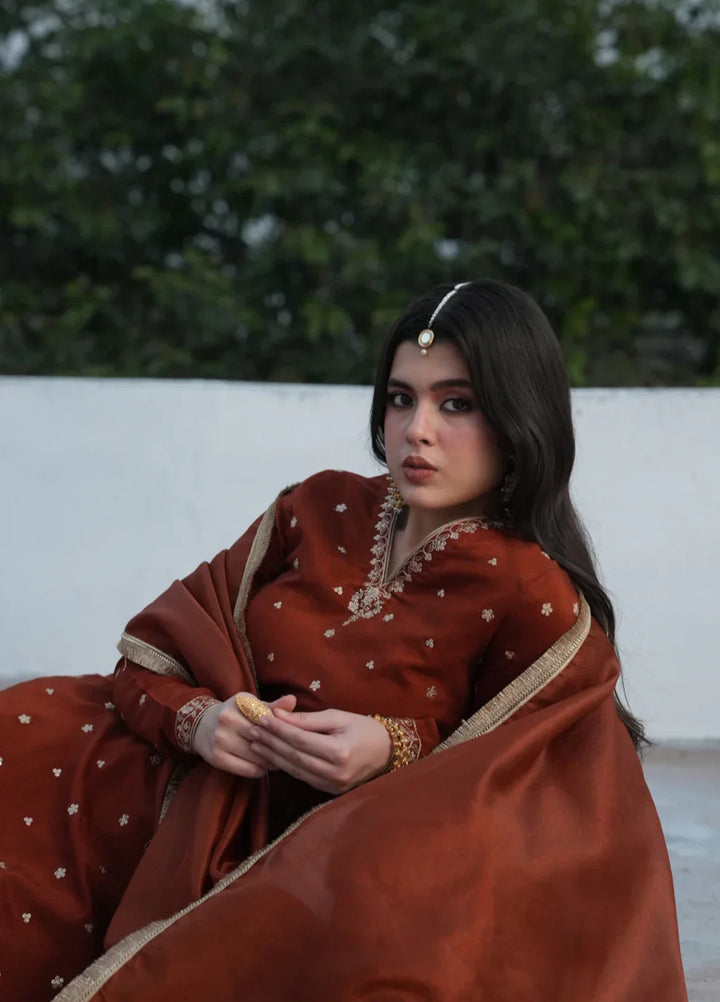 Koel by Jahaan RTW Embroidered Raw Silk 3 Piece Suit Sunehri Festive Collection
