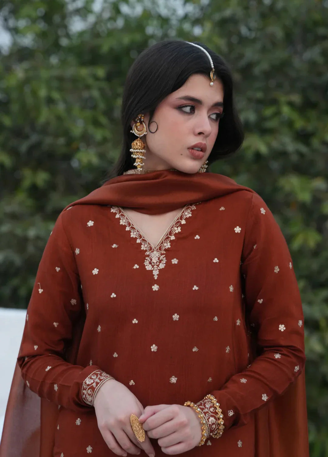 Koel by Jahaan RTW Embroidered Raw Silk 3 Piece Suit Sunehri Festive Collection