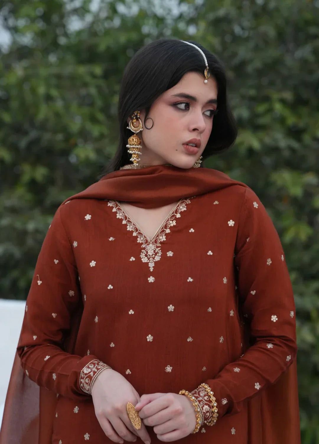 Koel by Jahaan RTW Embroidered Raw Silk 3 Piece Suit Sunehri Festive Collection