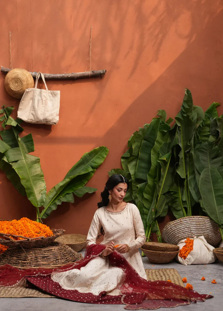 Koel by Jahaan RTW Embroidered Raw Silk 3 Piece Suit Anari Festive Collection