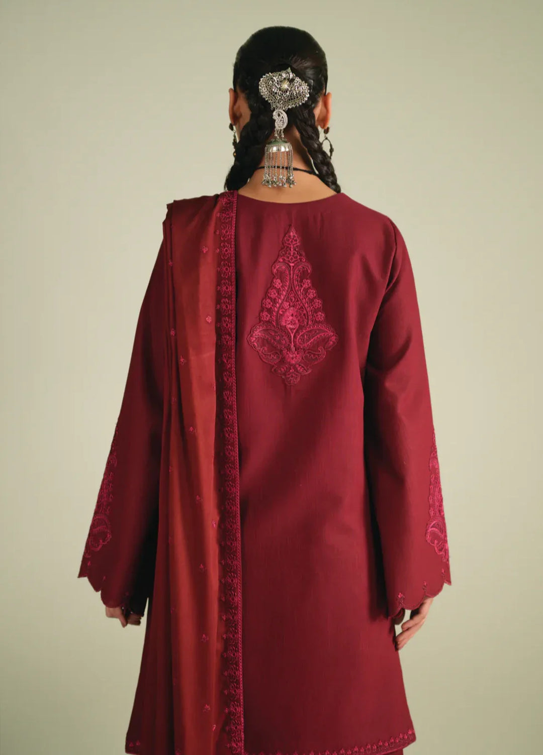 Winter Weave by Jahaan RTW Embroidered Khaddar 3 Piece Suit Sepia Casual Collection