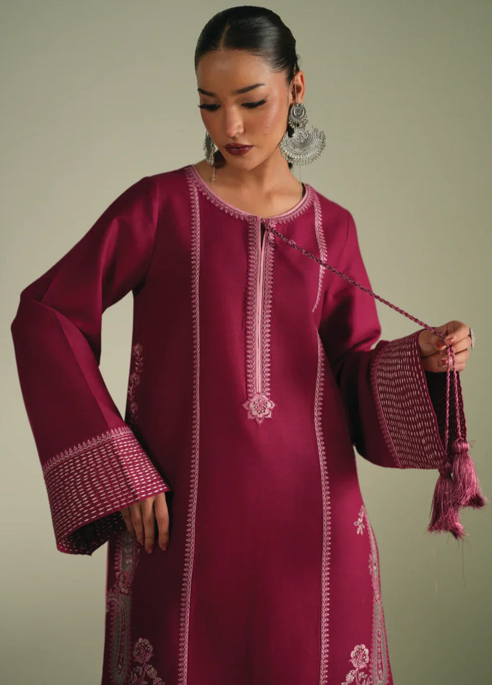 Winter Weave by Jahaan RTW Embroidered Khaddar 3 Piece Suit Moss Casual Collection