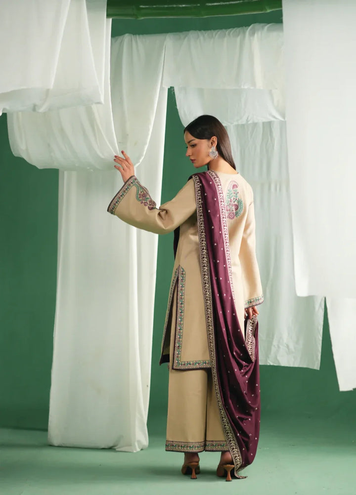Winter Weave by Jahaan RTW Embroidered Khaddar 3 Piece Suit Mist Casual Collection