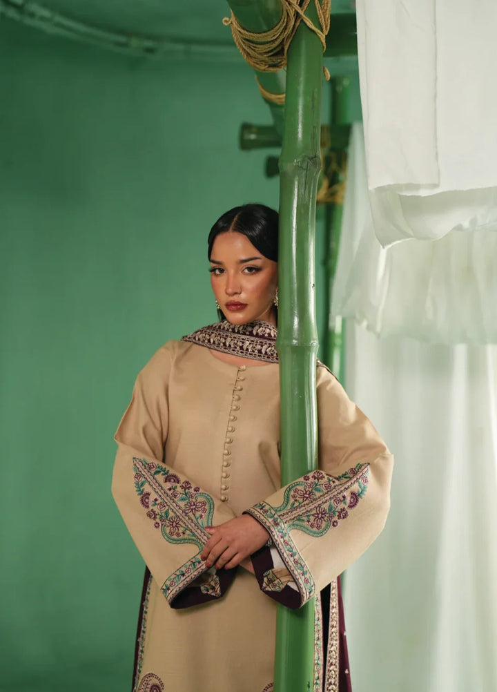 Winter Weave by Jahaan RTW Embroidered Khaddar 3 Piece Suit Mist Casual Collection