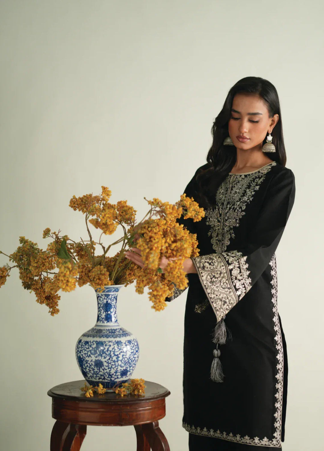 Winter Weave by Jahaan RTW Embroidered Khaddar 3 Piece Suit Raven Casual Collection